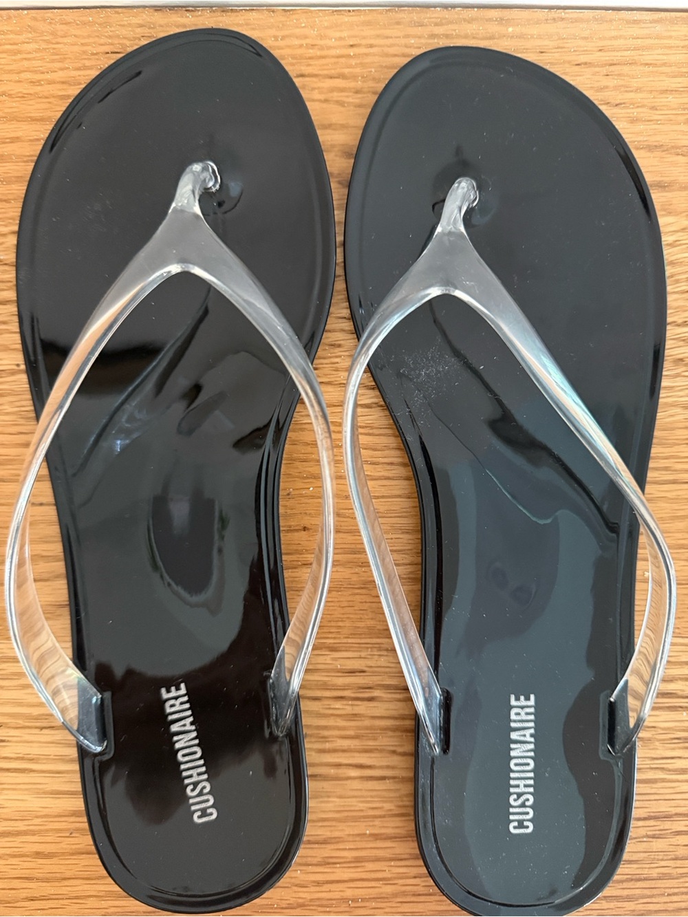 Cushionaire for Target Black Jelly Sandals with Clear Straps